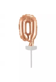 Balon foliowy mini cyfra 0 różowe złoto