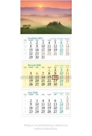 Kalendarz ścienny 2026 trójdzielny Toskania