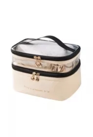 Kosmetyczka damska rozkładana Kremowa