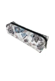 Piórnik szkolny młodzieżowy prostokąt kostka Paisley Kwiaty Kawowe