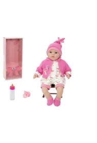 Lalka bobas smoczek + butelka mówi po polsku 45cm