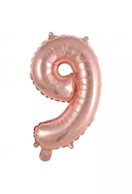 Balon foliowy mini cyfra 9 różowe złoto