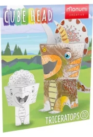 Cube head. Dino. Triceratops. Złóż i pokoloruj