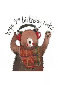 Karnet Urodziny LS83 Miś w słuchawkach