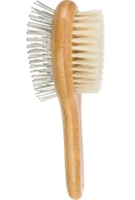 Szczotka dwustronna, bambus/ naturalne i druciane włosie, 5 x 19 cm