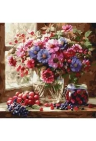 Malowanie po numerach - Bukiet i owoce