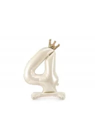 Stojący balon foliowy cyfra 4 84cm jasny krem