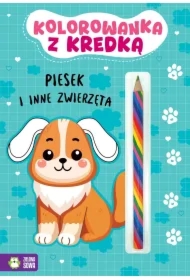 Kolorowanka z kredką. Piesek i inne zwierzęta