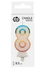 Świeczka cyfra 8 tęczowa 8,5cm