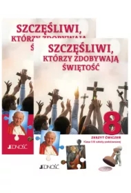 Pakiet: Szczęśliwi, którzy zdobywają świętość. Podręcznik i zeszyt ćwiczeń do religii dla klasy 8 szkoły podstawowej