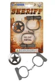 Kajdanki + metalowa odznaka szeryfa