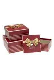 Pudełko prezentowe z kokardą 3 szt bordowy