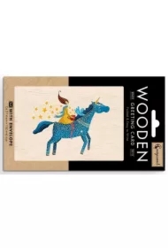 Karnet drewniany C6 + koperta Jednorożec
