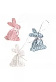 Zawieszki króliczki 11cm 3 szt pastelowe