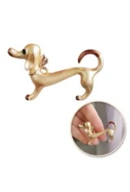 Broszka ozdobna - Piesek Złoty Jamnik BZ166