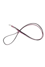 Smycz regulowana skórzana dla psa, różowy/czarny, M-L, 20mm/200cm