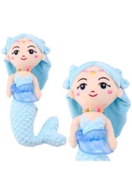 Syrenka pluszowa z koralami niebieska 32cm