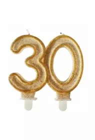 Świeczka urodzinowa 30 złoty brokat