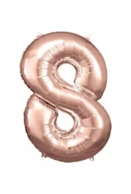 Balon foliowy cyfra 8 różowe złoto