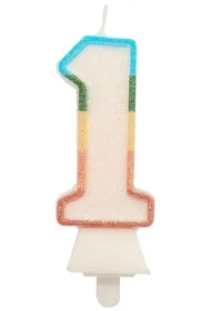 Świeczka cyfra 1 tęczowa 8,5cm