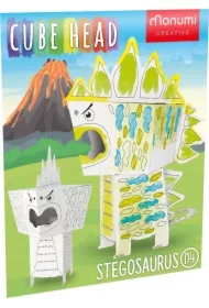 Cube head. Dino. Stegozaur. Złóż i pokoloruj