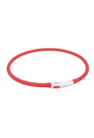 Opaska świecąca USB, silikon, XS&ndash; XL: 70 cm/ 10 mm, czerwona