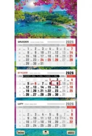 Kalendarz 2026 trójdzielny płaska główka Korfu