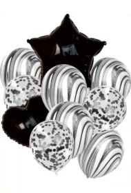 Zestaw balonów Czarna gwiazdka czarne serce 11el