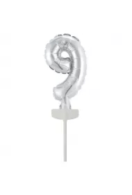 Balon foliowy mini cyfra 9 srebrna