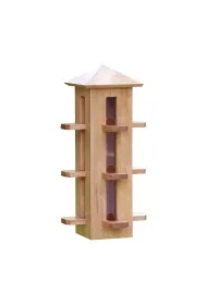 Karmnik dla ptaków, drewniany, wiszący, wieża 24 x 24 x 50 cm