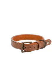 Obroża skórzana, M: 41-48 cm/25 mm, ciemny beż