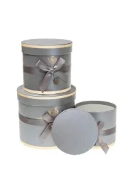 Pudełko Flower Box z kokardą 3 szt szary