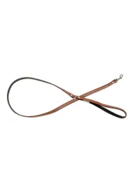 Smycz skórzana dla psa, koniak/czarny, M-L, 20mm/120cm