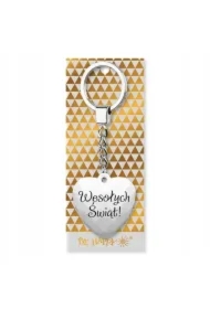Brelok świąteczny z napisem Wesołych Świąt biały