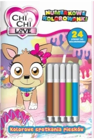 Chi Chi love. Numerkowe kolorowanki. Kolorowe spotkania piesków