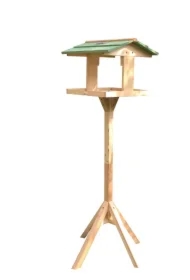 Karmnik dla ptaków, drewniany, wolnostojący, 36 x 34 x 112cm, z lampką solarną, do montażu