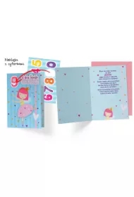 Karnet DKP-049 Urodziny dziecięce  wymienne cyferki, księżniczka