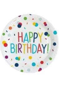 Talerze owalne papierowe Happy Birthday 23cm 8 szt