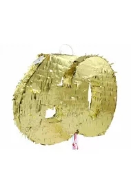 Piniata cyfra 60 metaliczna złota