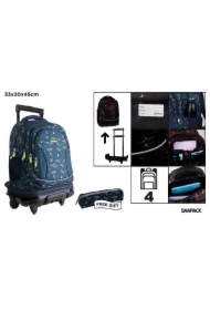 Plecak ze stelażem i kółkami 4 komory + piórnik