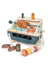 Grill drewniany BBQ z akcesoriami