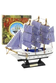Model kolekcjonerski Statek Żaglowiec biało-nieb.
