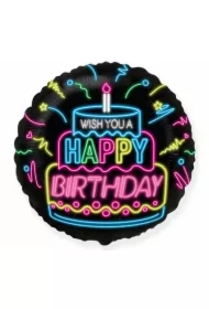 Balon foliowy Happy Birthday Neon