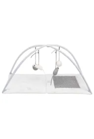 Drapak - mata JUNIOR z zabawkami na sznurku, 60 x 33 x 42 cm, szary/jasnoszary