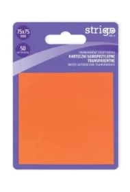 Strigo, Karteczki samoprzylepne transparentne - pomarańczowe, 50 kartek