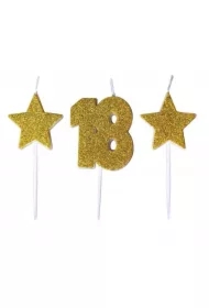 Świeczki urodzinowe 18 z gwiazdkami