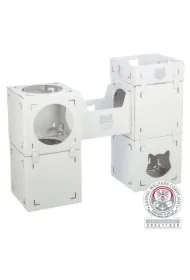 Casa Cara, domek, dla kota, biały, kartonowy, 93 x 72 x 30, 5 cm, 6 elementów do dowolnego łączenia