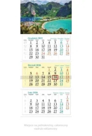 Kalendarz ścienny 2026 trójdzielny Wakacje