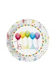 Talerzyki papierowe Happy Birthday 23cm
