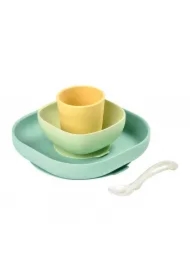 Komplet naczyń z silikonu z przyssawką yellow